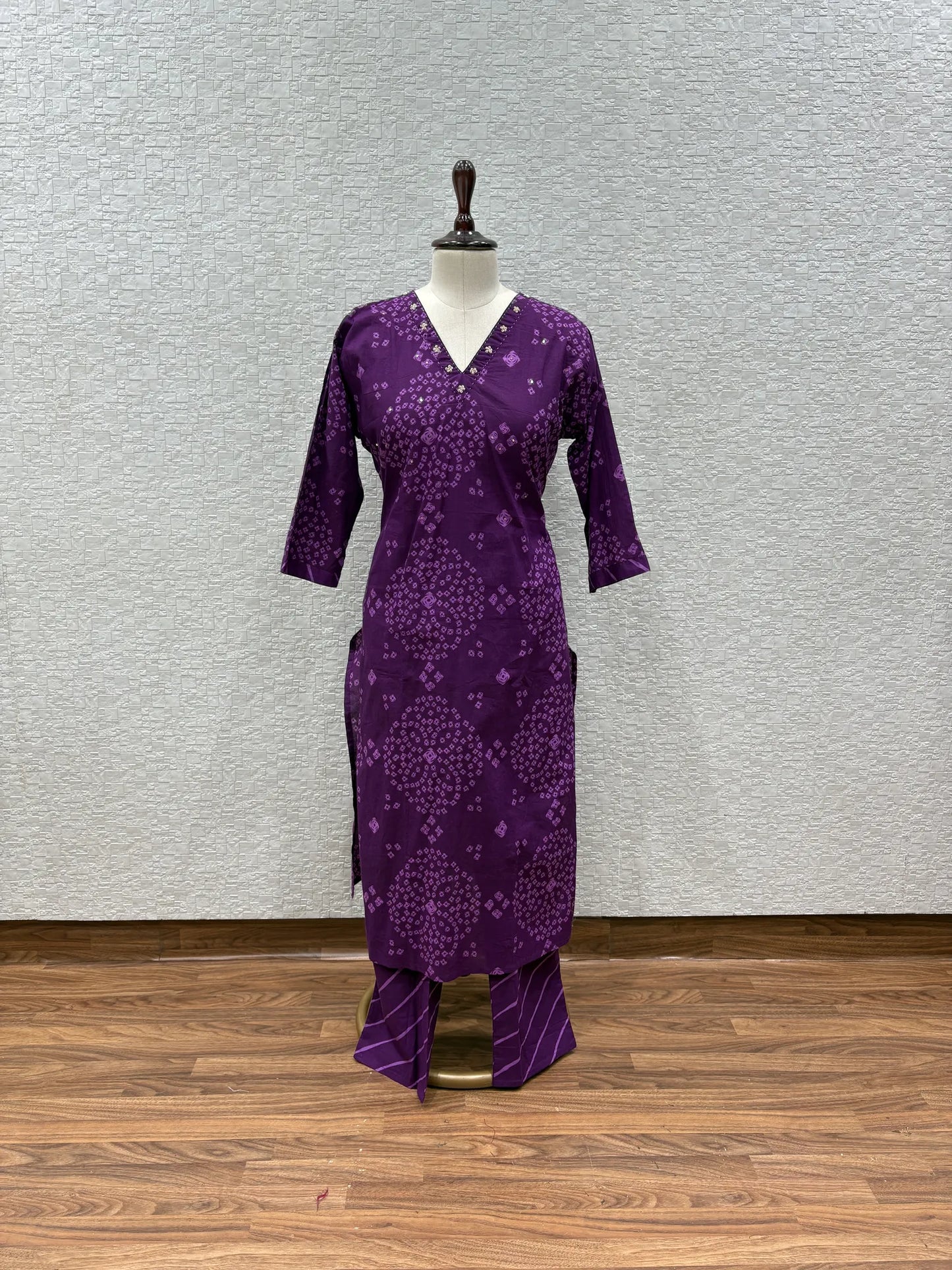 Purple Bandhani Dupatta Set 016-1-61