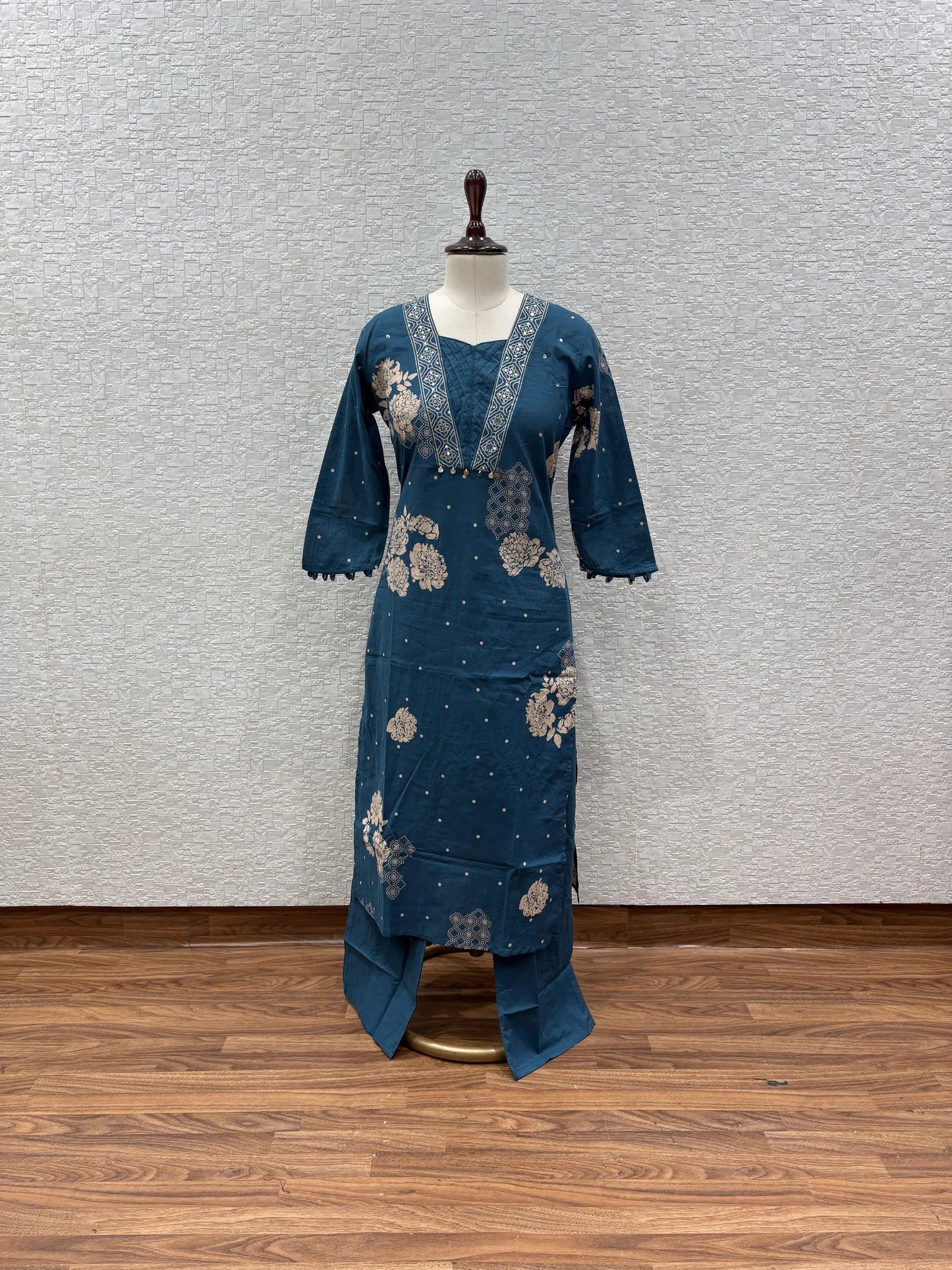 Peony Lattice Kurti Pant Set 147-9-60