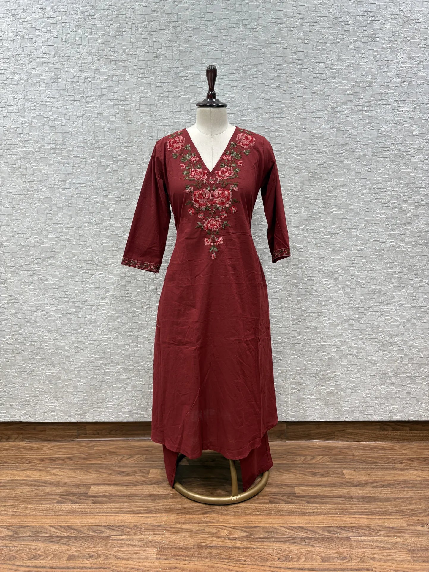 Rose Cross Stitch Dupatta Set 162-10-63
