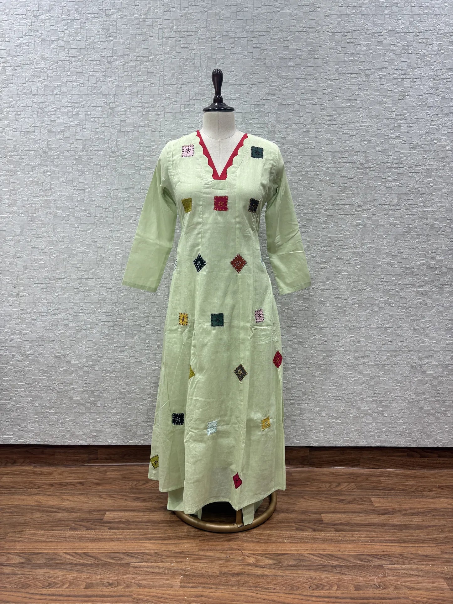 Mint Kantha Square Dupatta Set 179-10-6