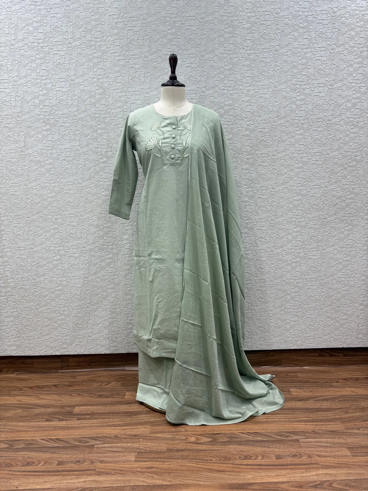 Pastel Floral Appliqué Dupatta Set 179-8-6