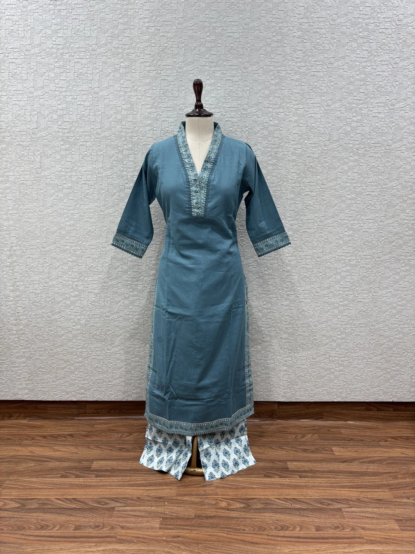 Powder Blue Floral Dupatta Set 2610-5-57