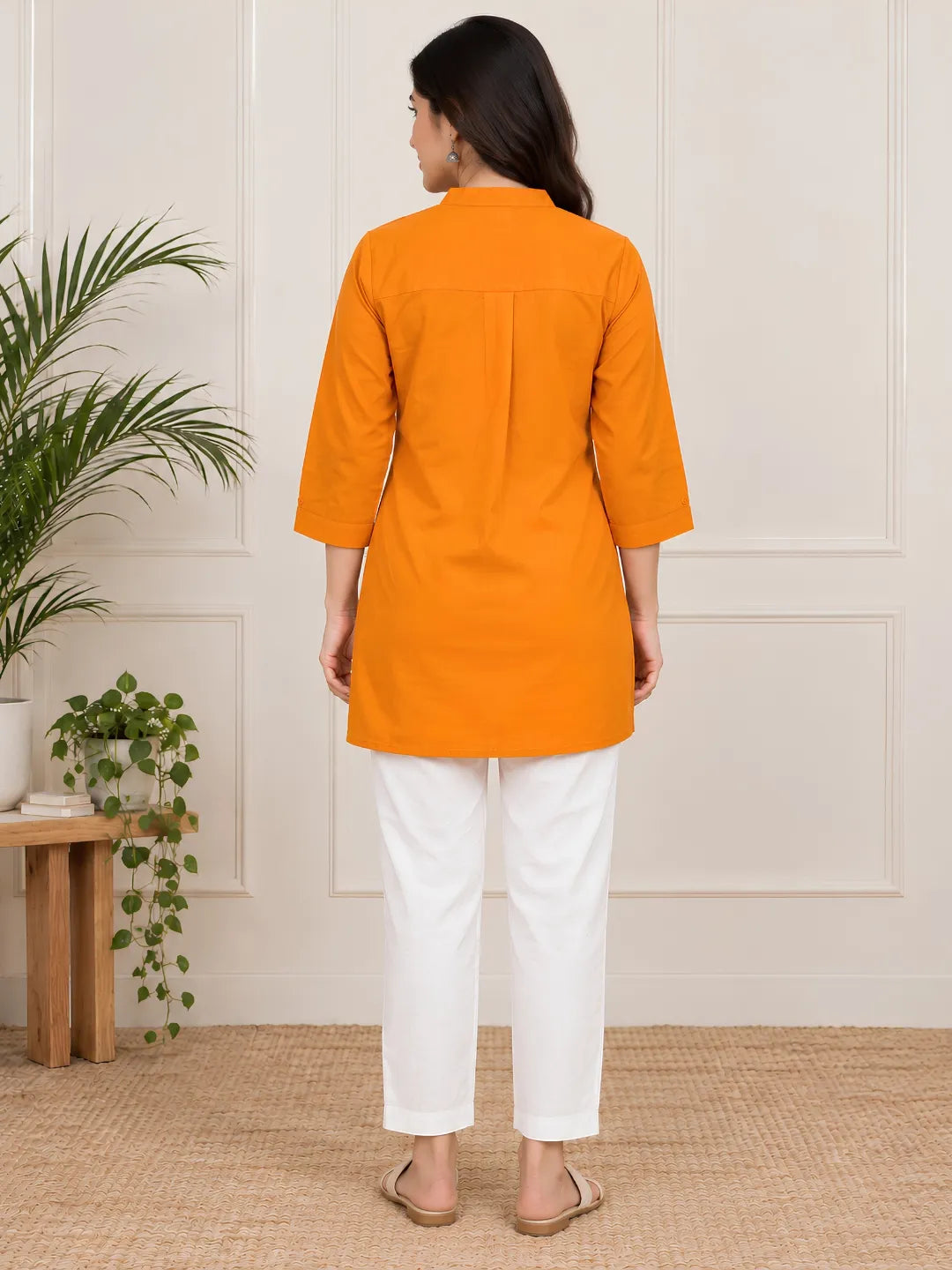 Orange Flower Top Pure Cotton Top