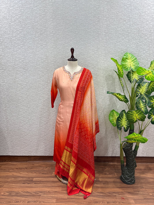 "Sandhya" Ombre Silk Suit- KPD