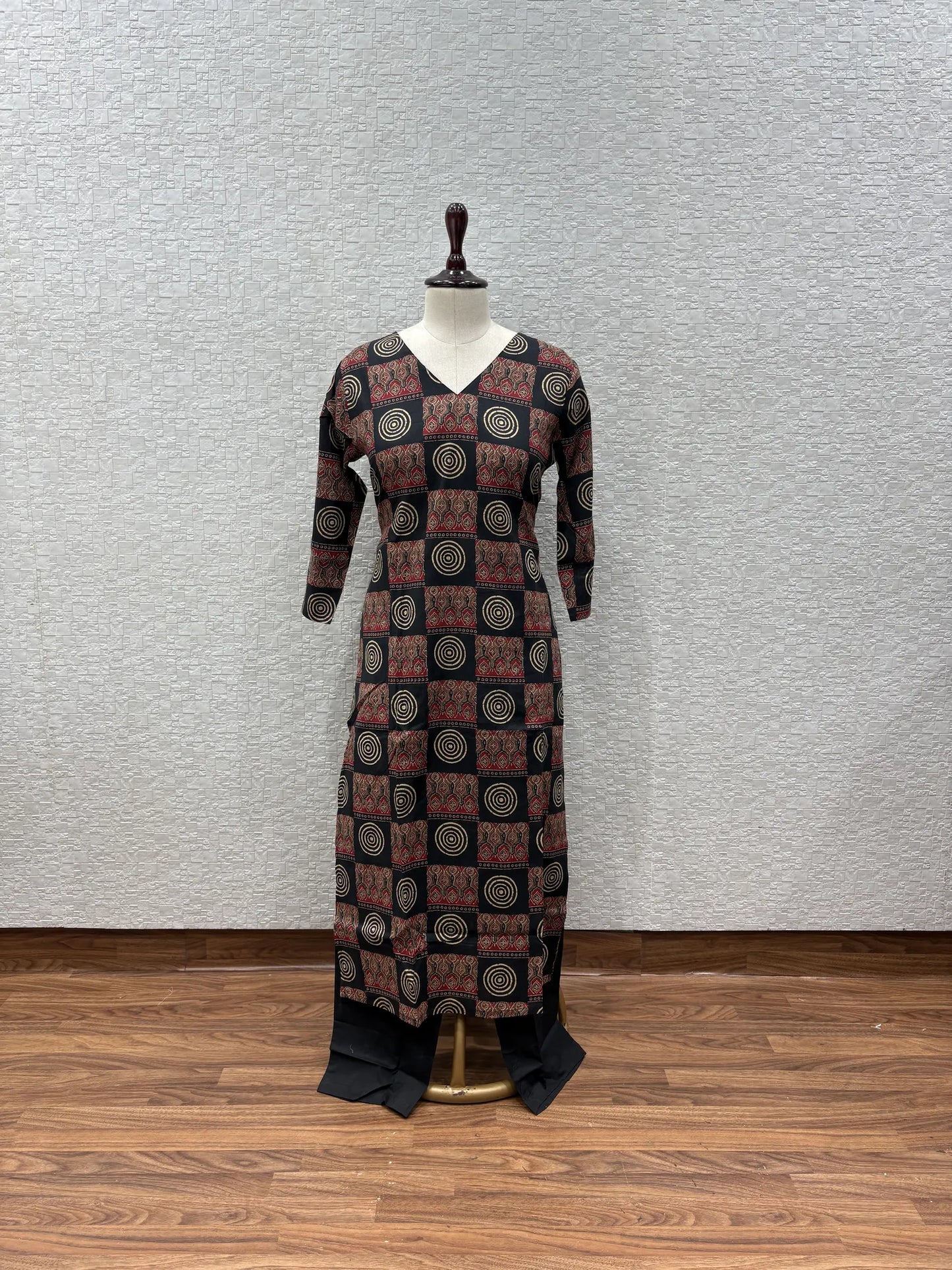 Black Ajrakh Chakra Block Print Dupatta Set 179-4-6