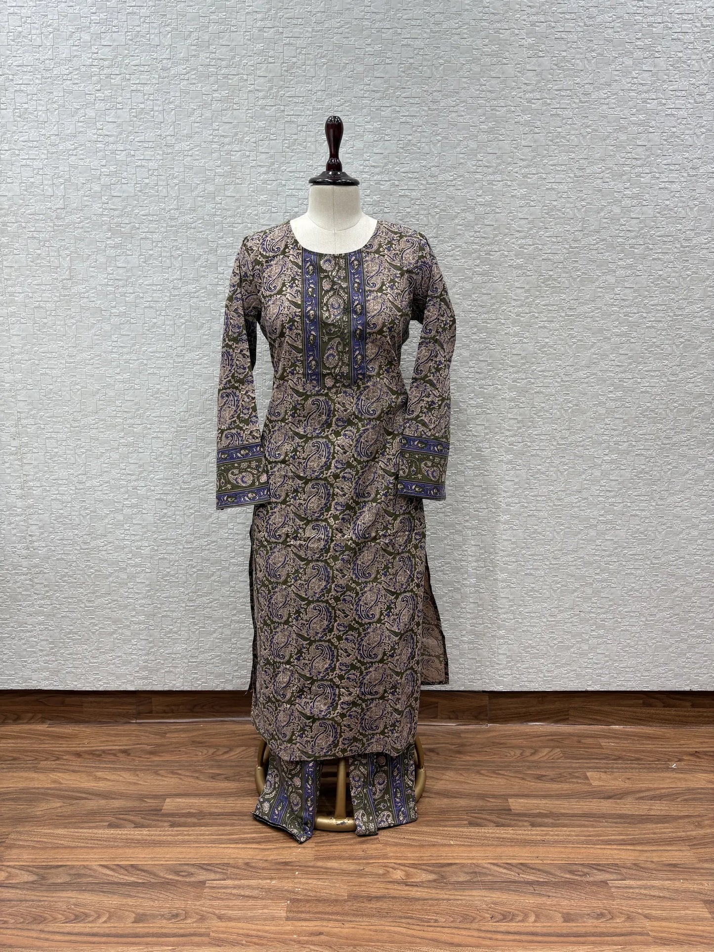 Olive Paisley Dupatta Set 179-1-6