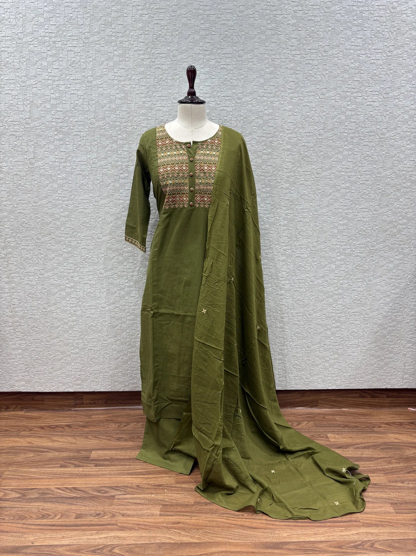 Geometric Embroidered Dupatta Set 101-1-62