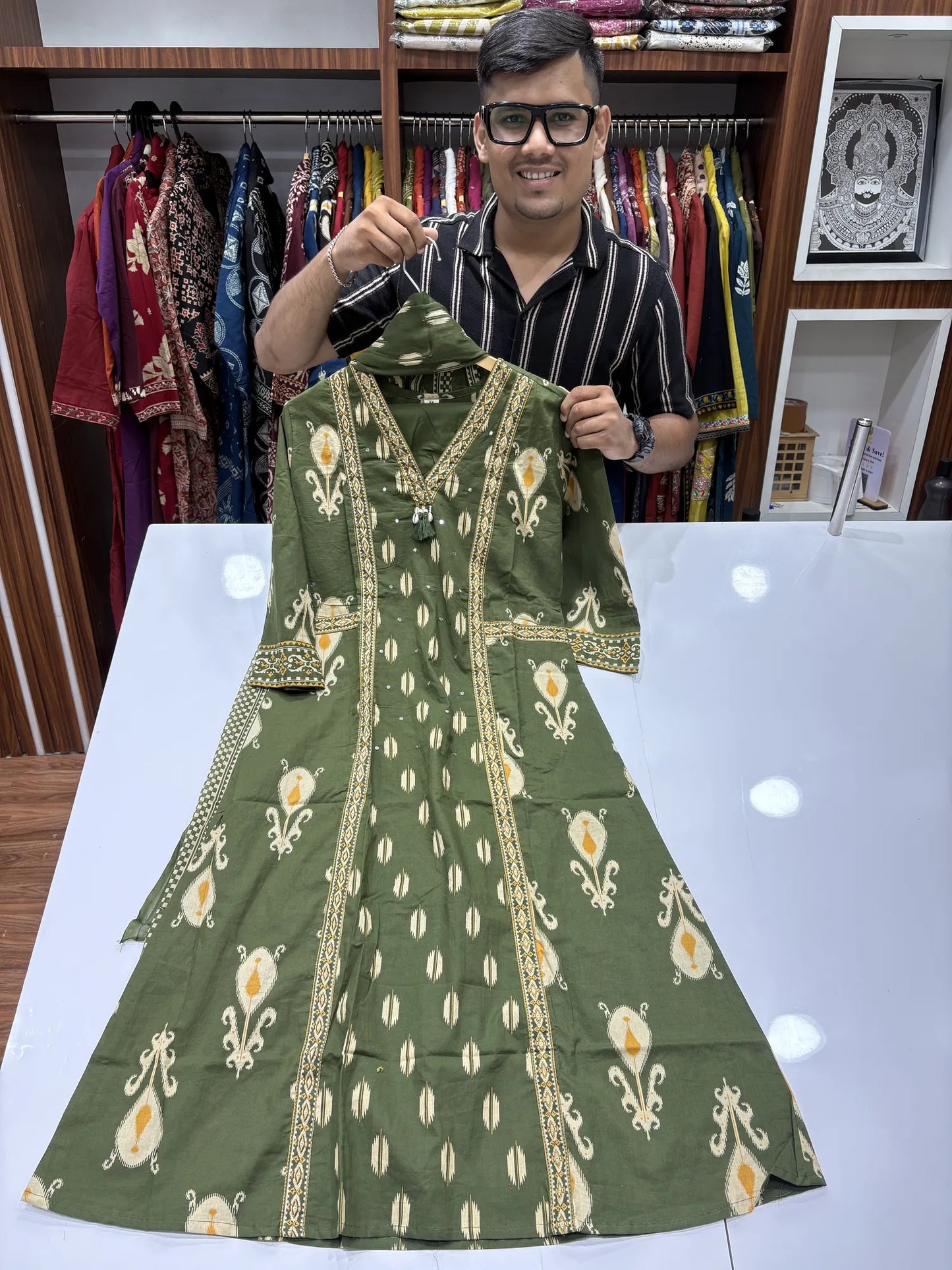 Ikat Floral A-line Dupatta Set 147-1-60