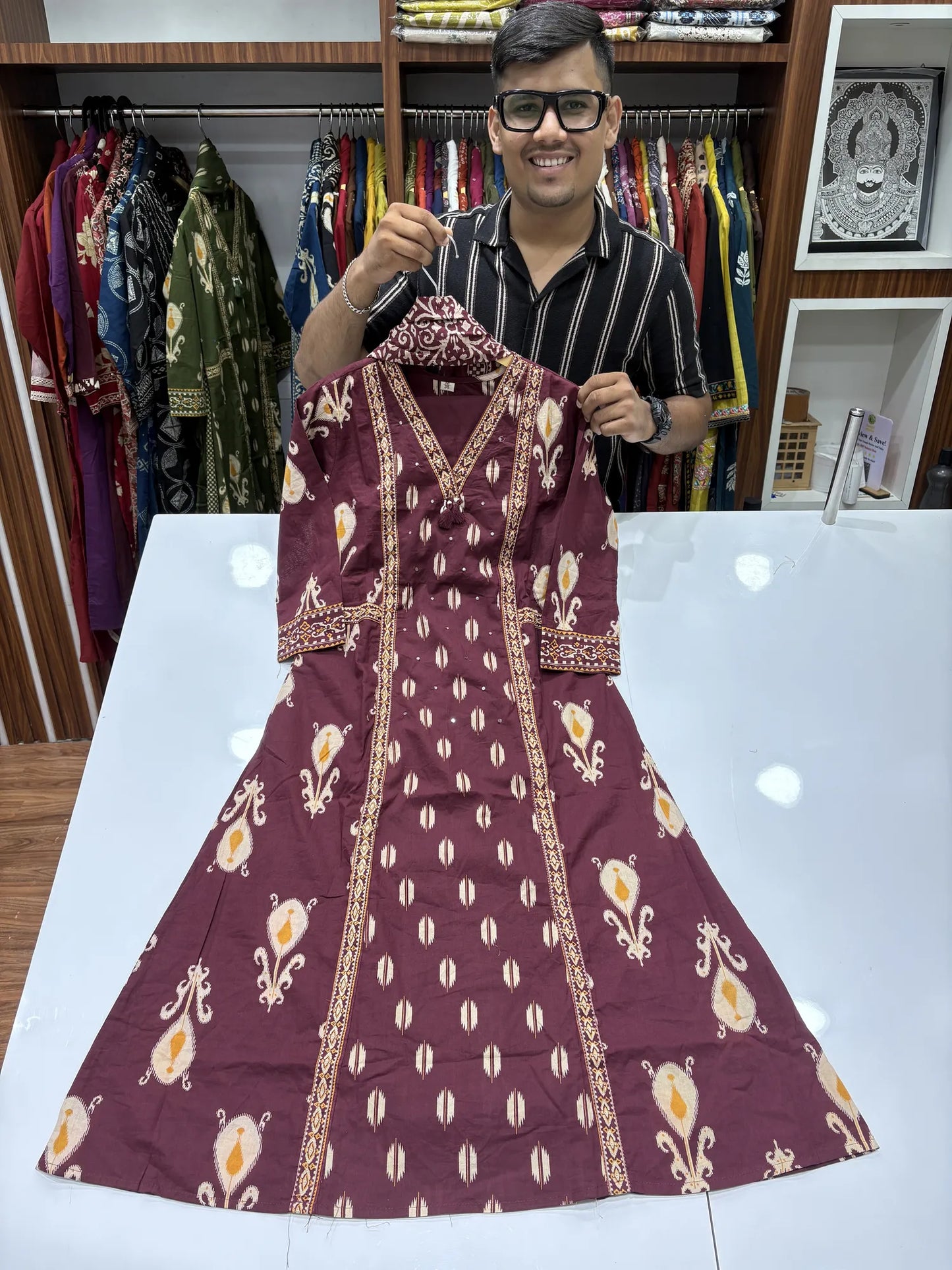 Ikat Floral A-line Dupatta Set 147-1-60