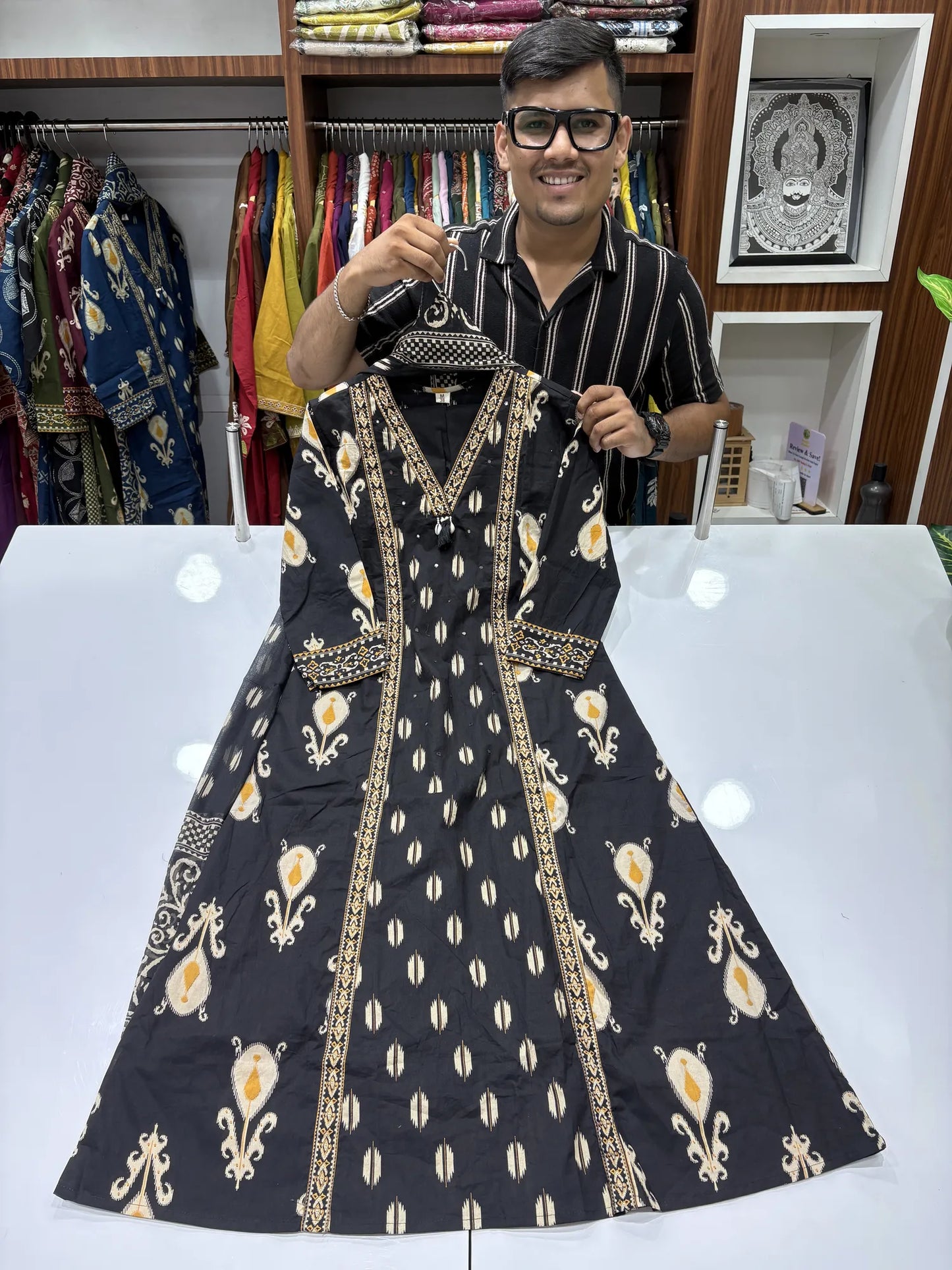 Ikat Floral A-line Dupatta Set 147-1-60