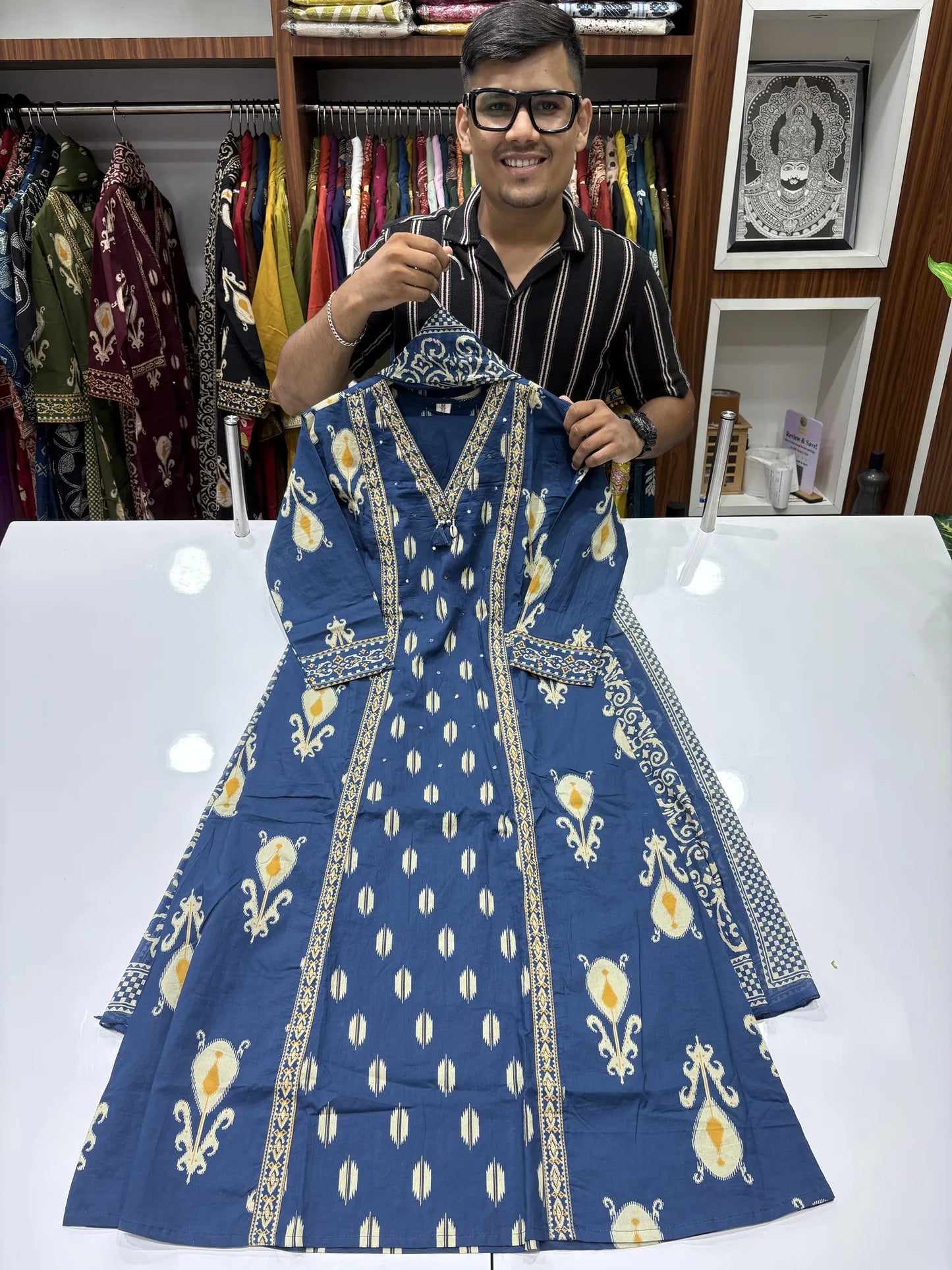 Ikat Floral A-line Dupatta Set 147-1-60