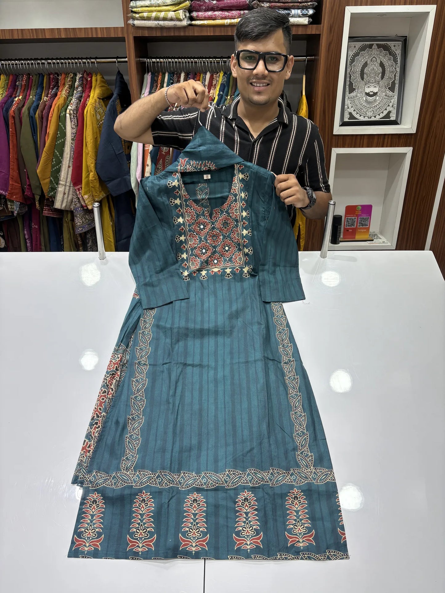 Ajrakh Garden Dupatta Set 147-17-60