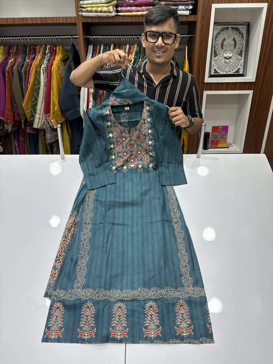 Ajrakh Garden Dupatta Set 147-17-60