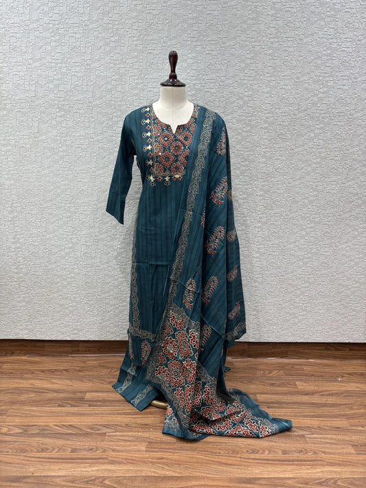 Ajrakh Garden Dupatta Set 147-17-60