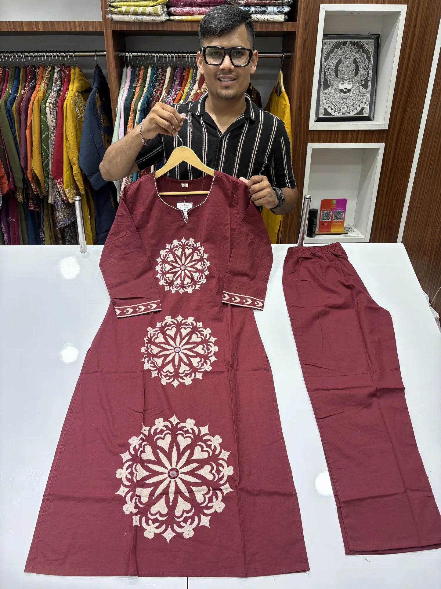 Mandala Bloom Kurti Pant Set 147-8-60