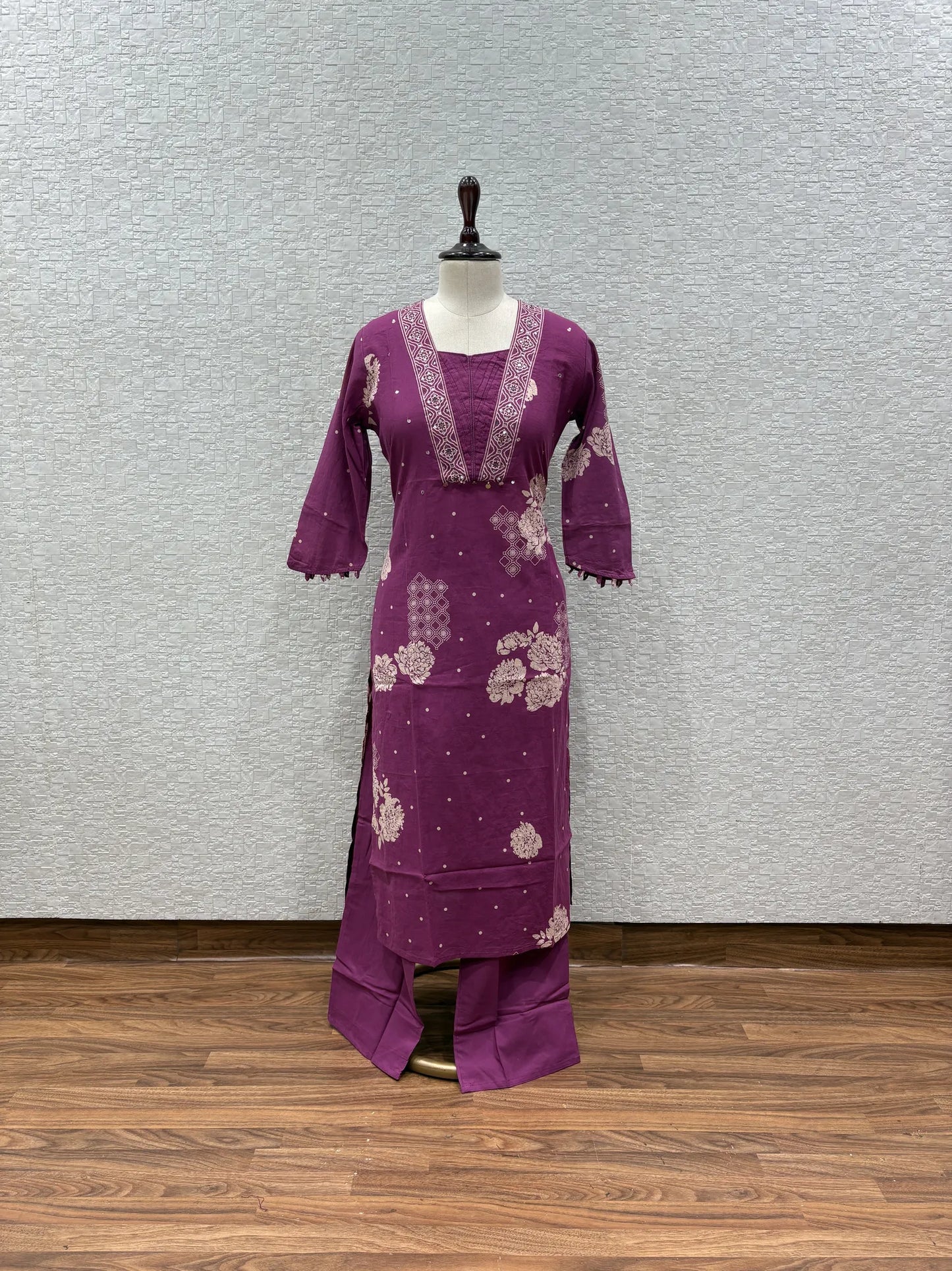 Peony Lattice Kurti Pant Set 147-9-60