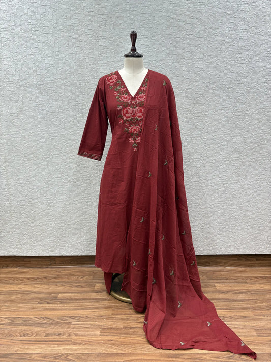 Rose Cross Stitch Dupatta Set 162-10-63