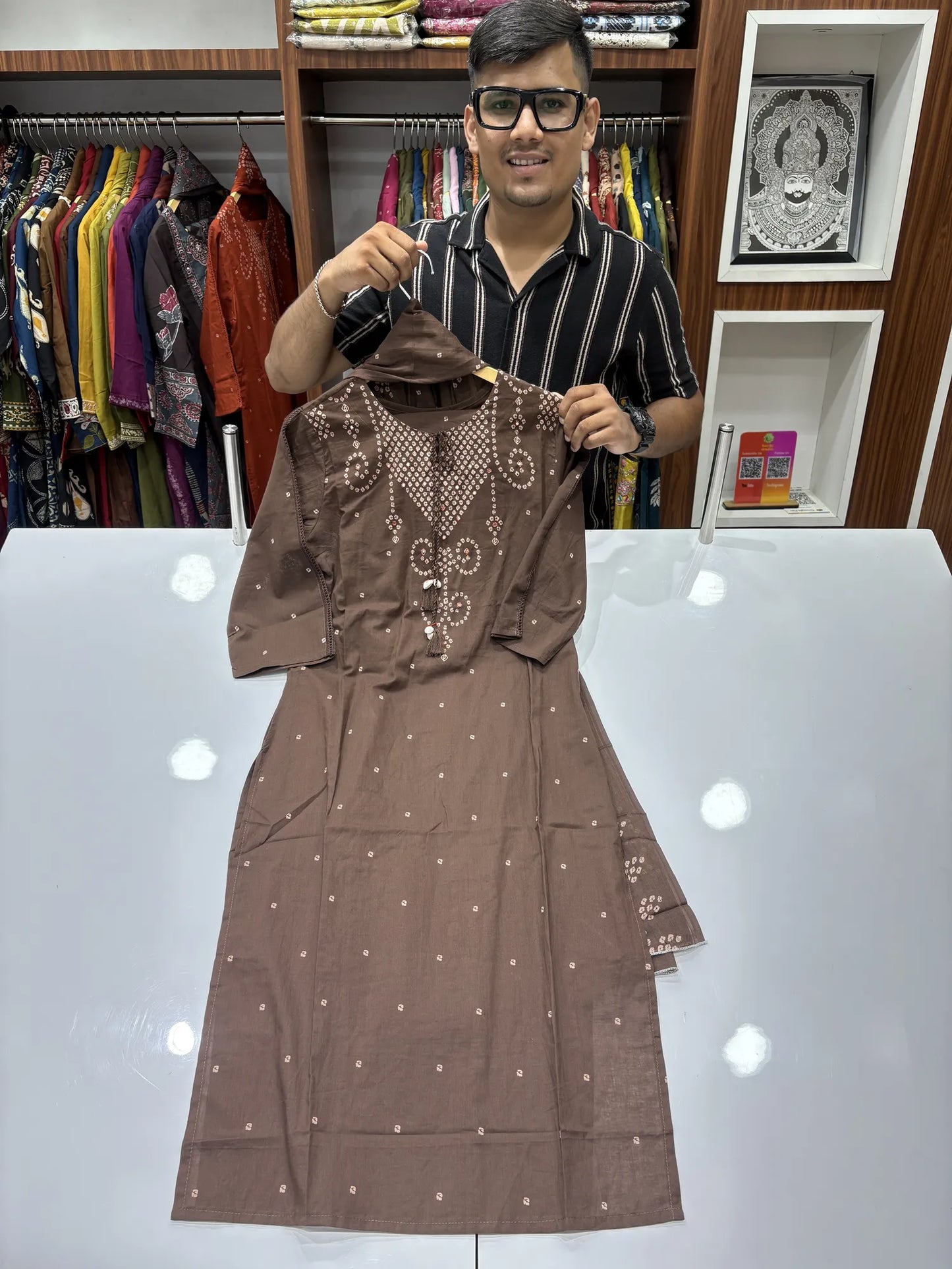 Bandhej Scroll Plazo Dupatta Set 162-2-63