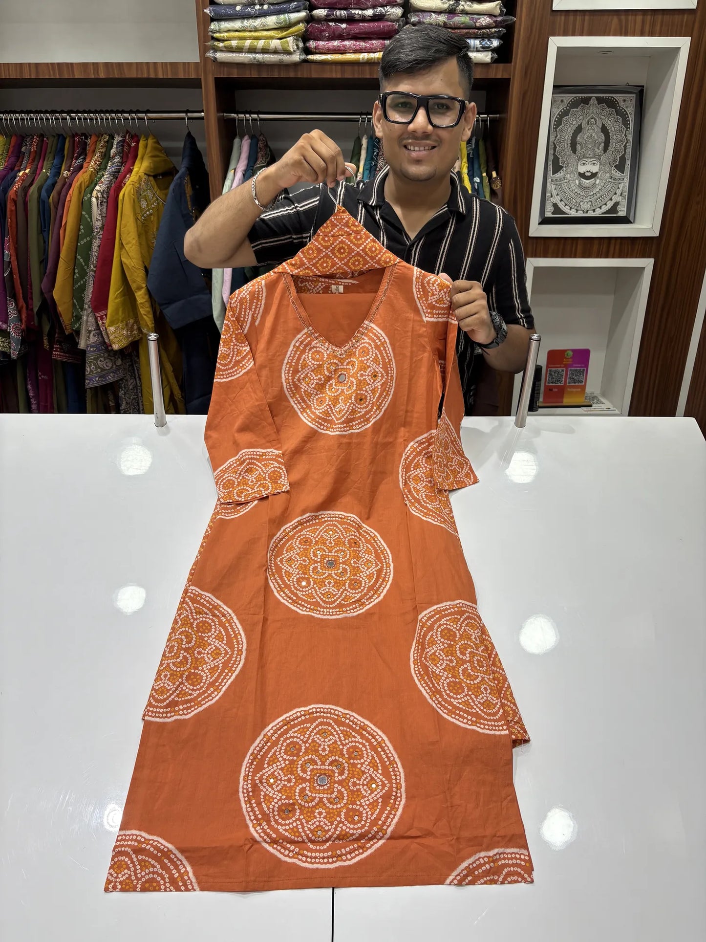 Bandhani Circle Mirror Dupatta Set 162-4-63