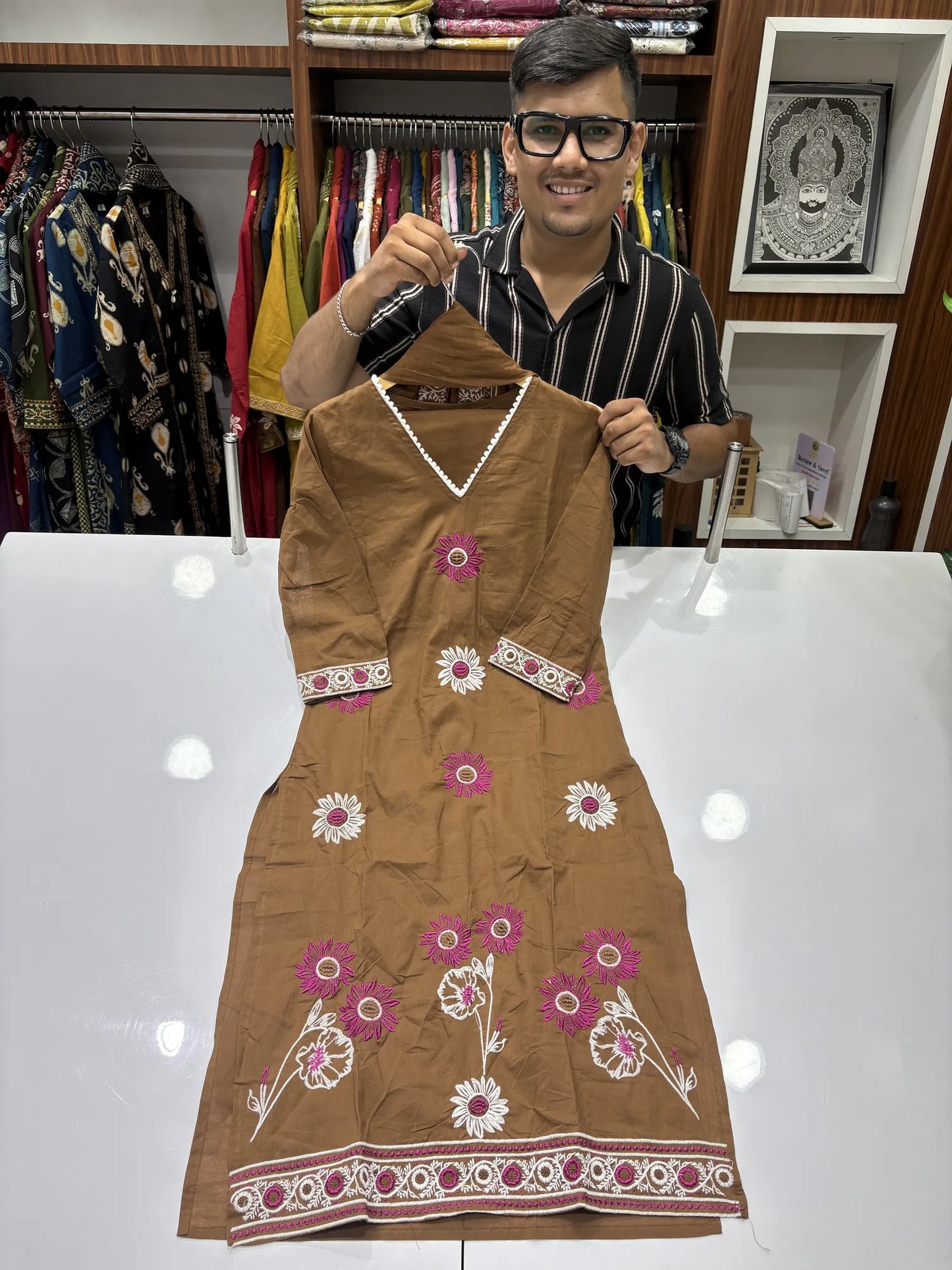 Brown Bloom Dupatta Set 162-8-63