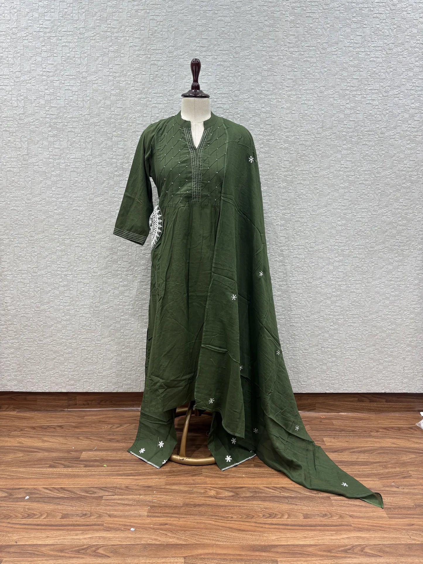 Olive Mirror Bloom Dupatta Set 162-9-63