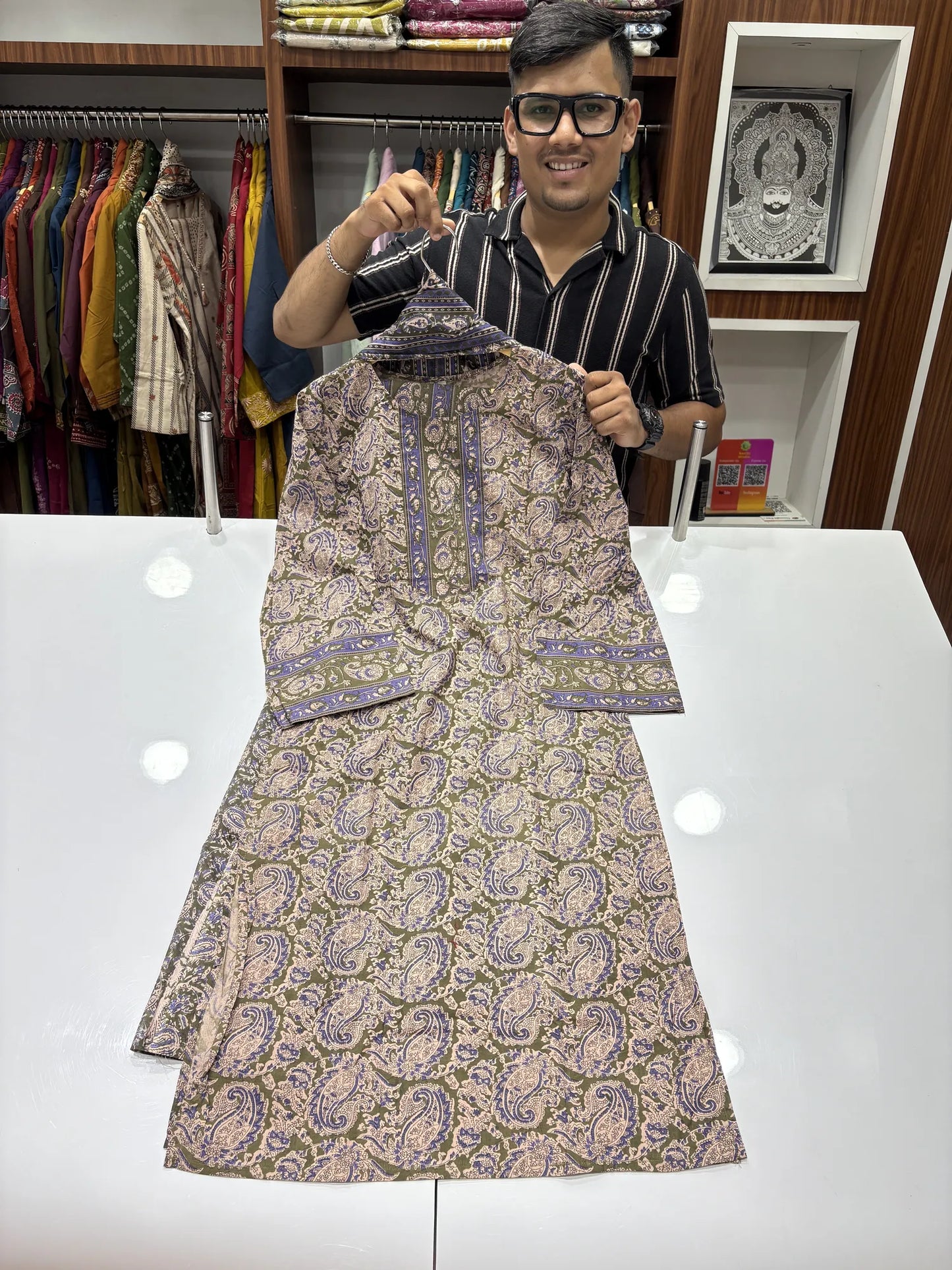 Olive Paisley Dupatta Set 179-1-6