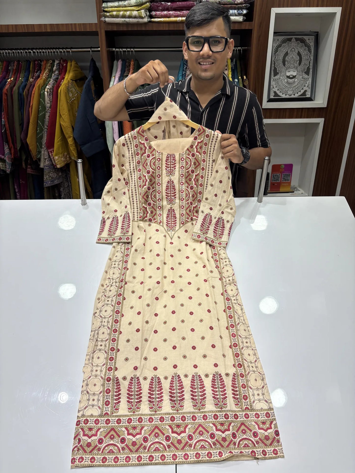 Cream Crimson Dupatta Set 179-5-6