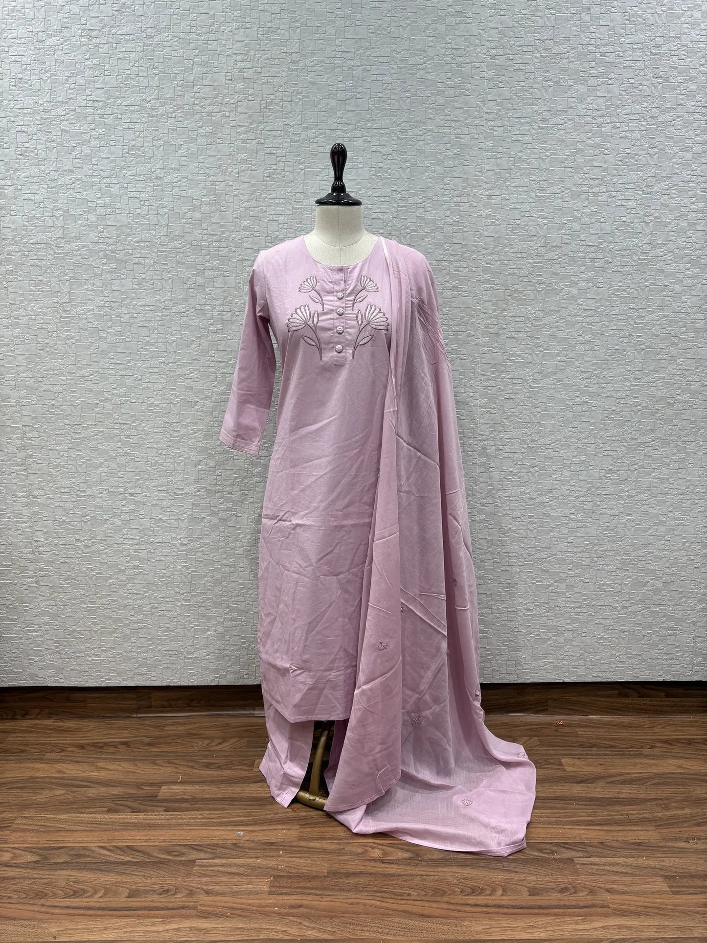 Pastel Floral Appliqué Dupatta Set 179-8-6