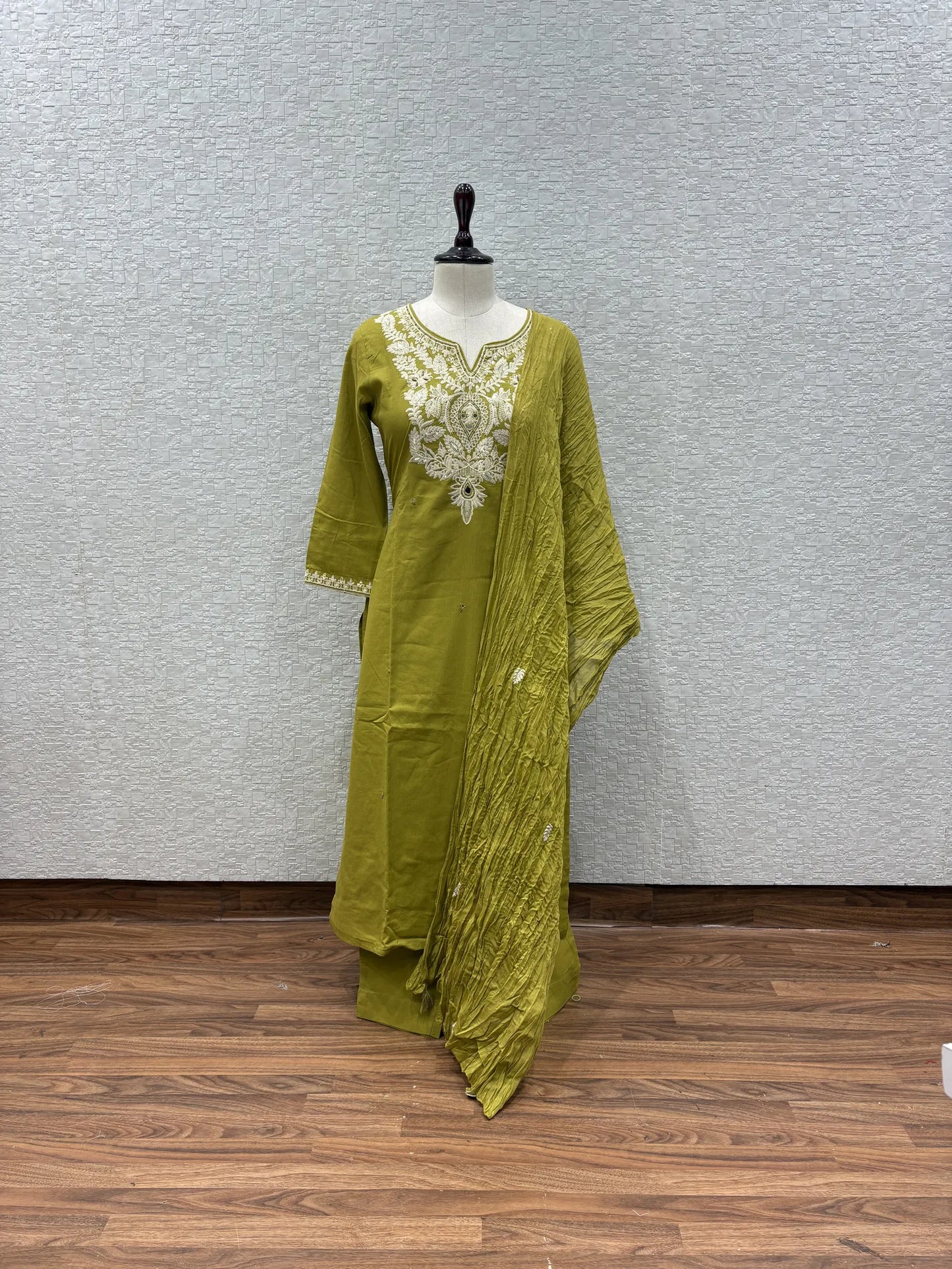 Mustard Chikankari Crown Dupatta Set 2395-1-56