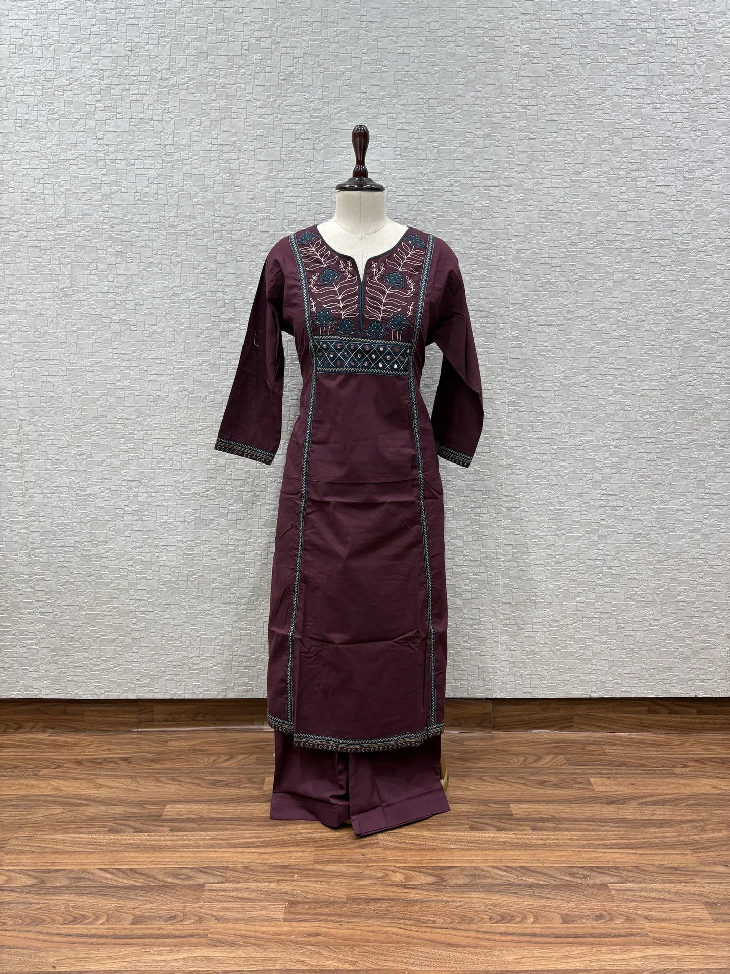 Lotus Leaf Mirror Yoke Dupatta Set 2395-7-56