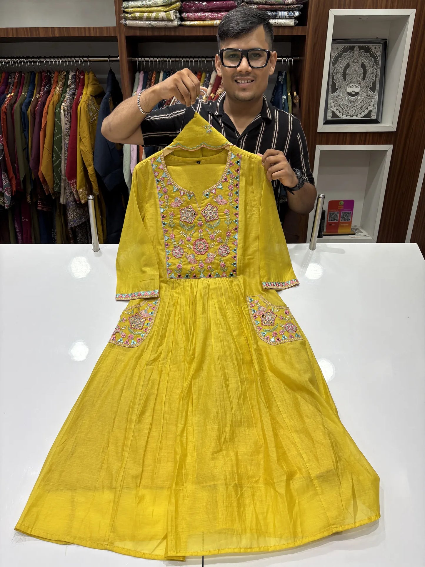 Floral Mirror Pocket Dupatta Set 2610-6-57