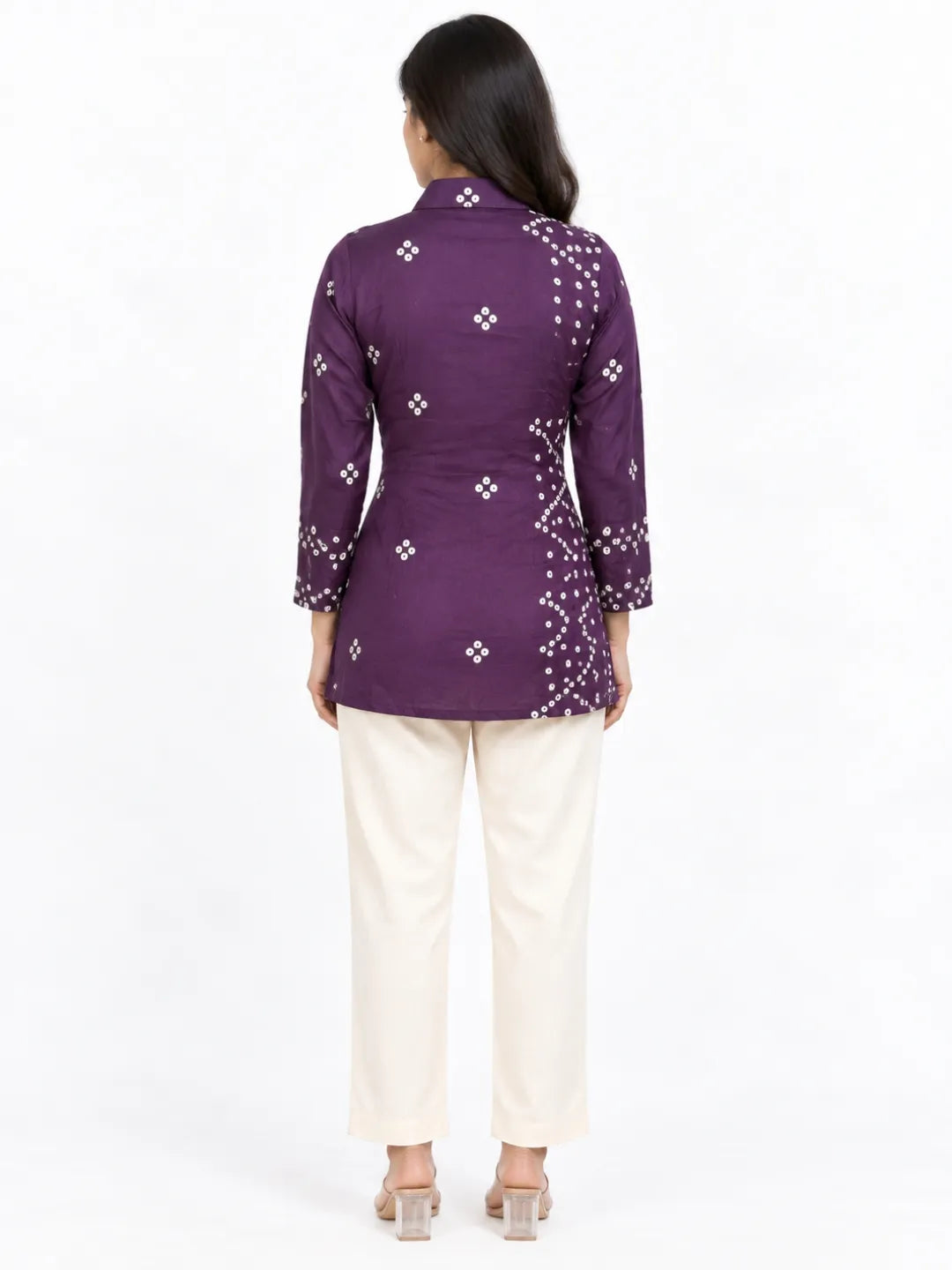 Bandhej Crepe Shirt Pure Crepe Top