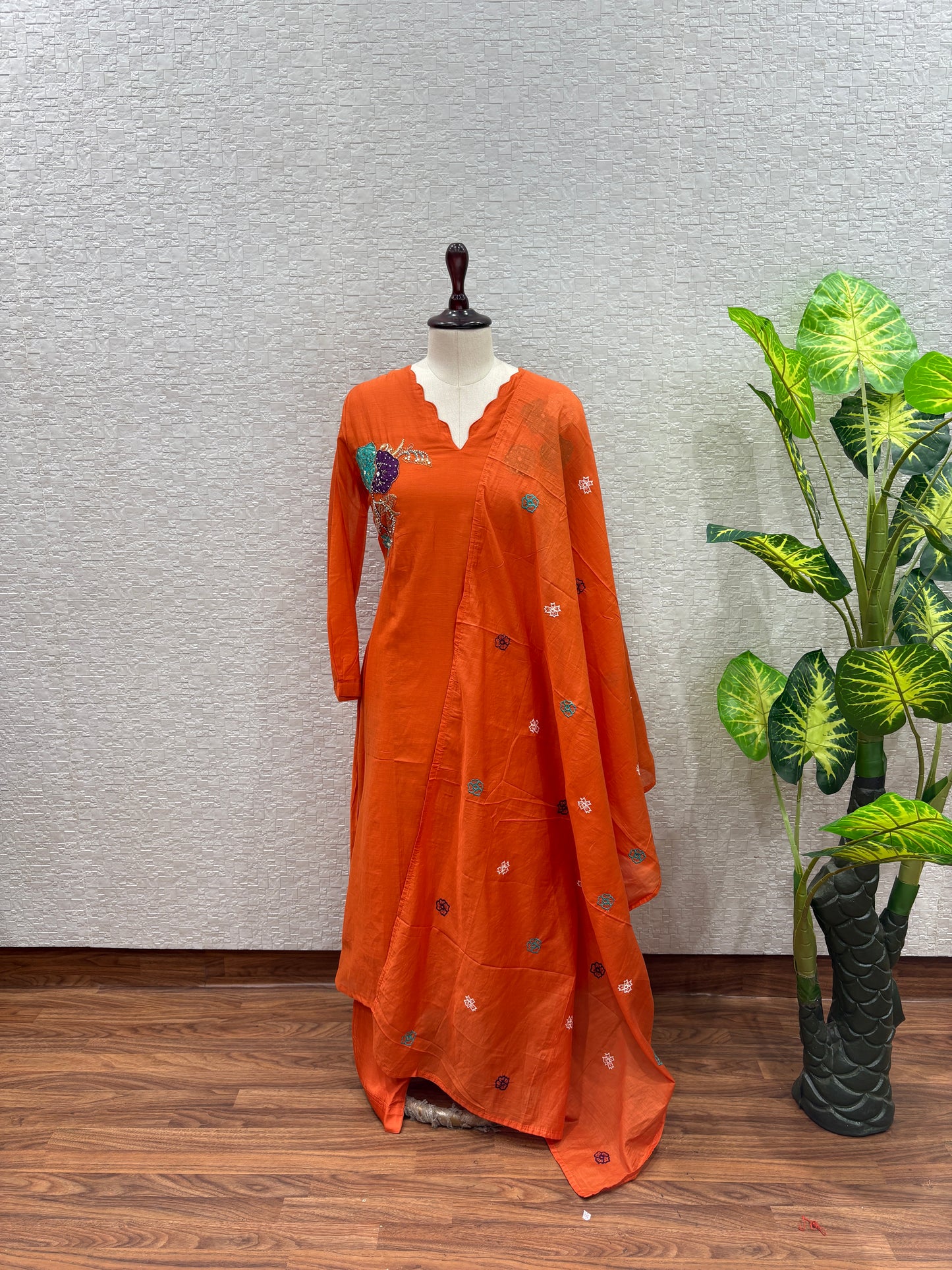 Tangerine- Premium Mul Chanderi KPD
