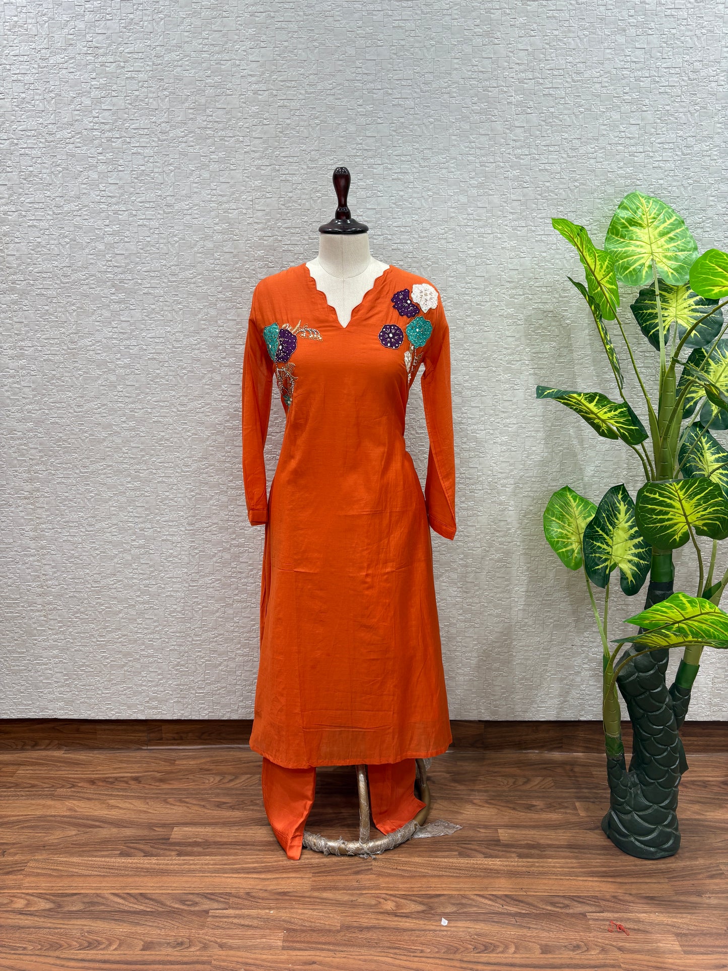 Tangerine- Premium Mul Chanderi KPD