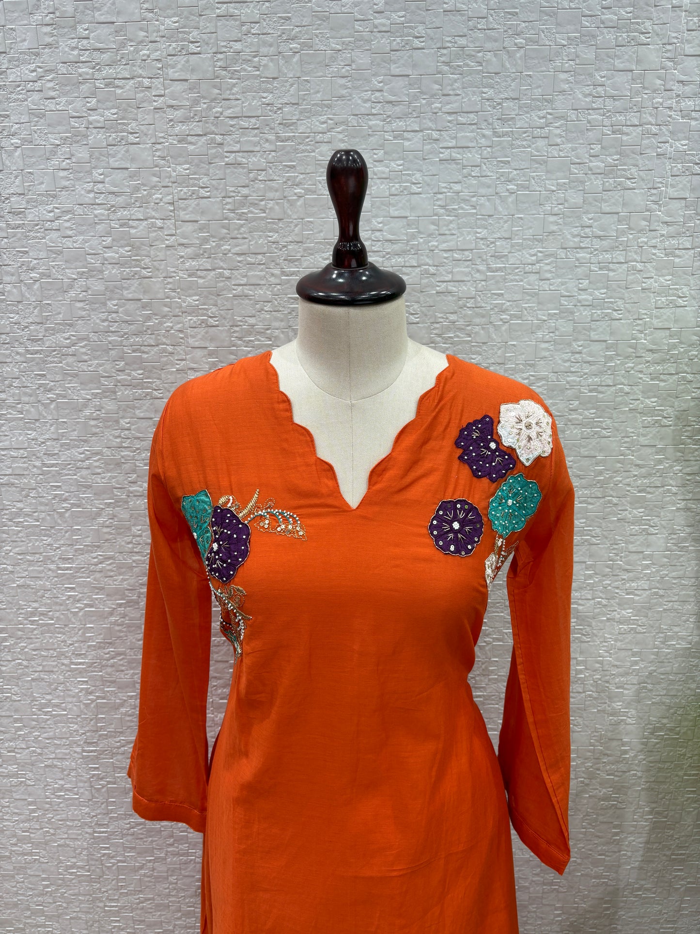 Tangerine- Premium Mul Chanderi KPD
