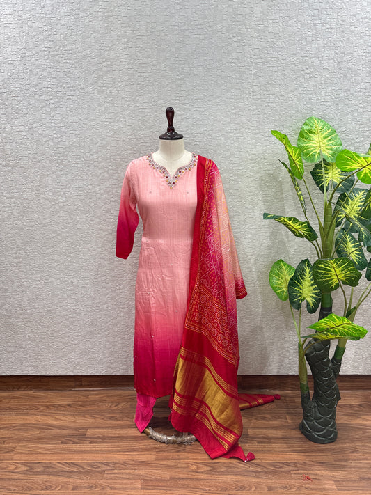 "Sandhya" Ombre Silk Suit- KPD