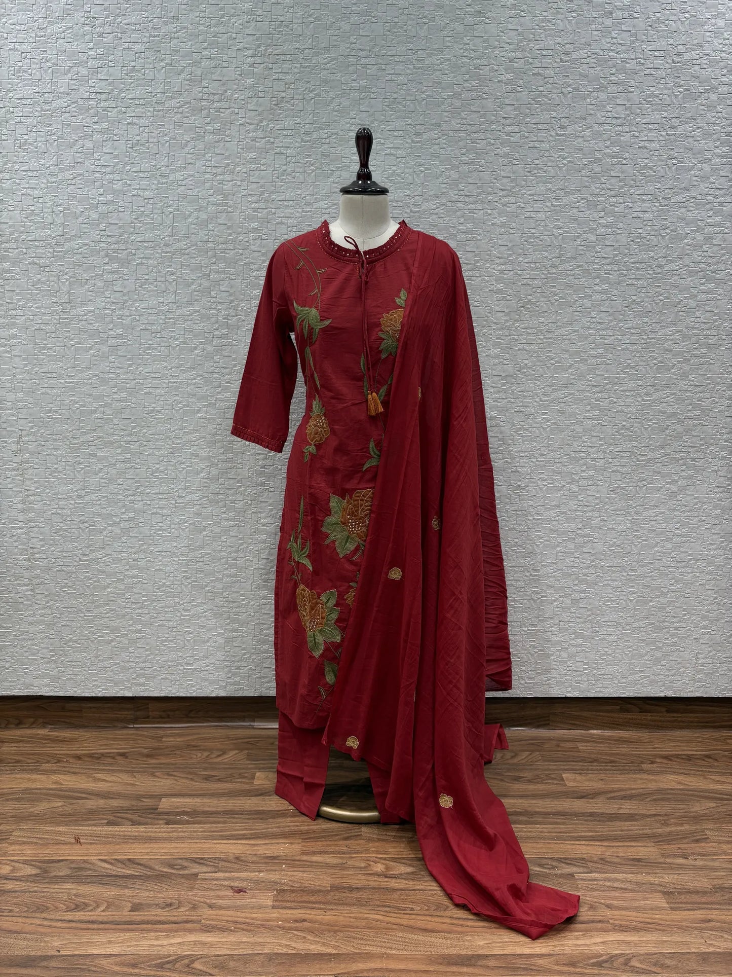 Rust Orange Rose Dupatta Set 5340-5-14