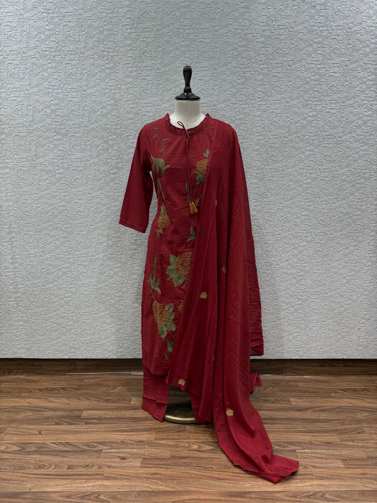 Rust Orange Rose Dupatta Set 5340-5-14