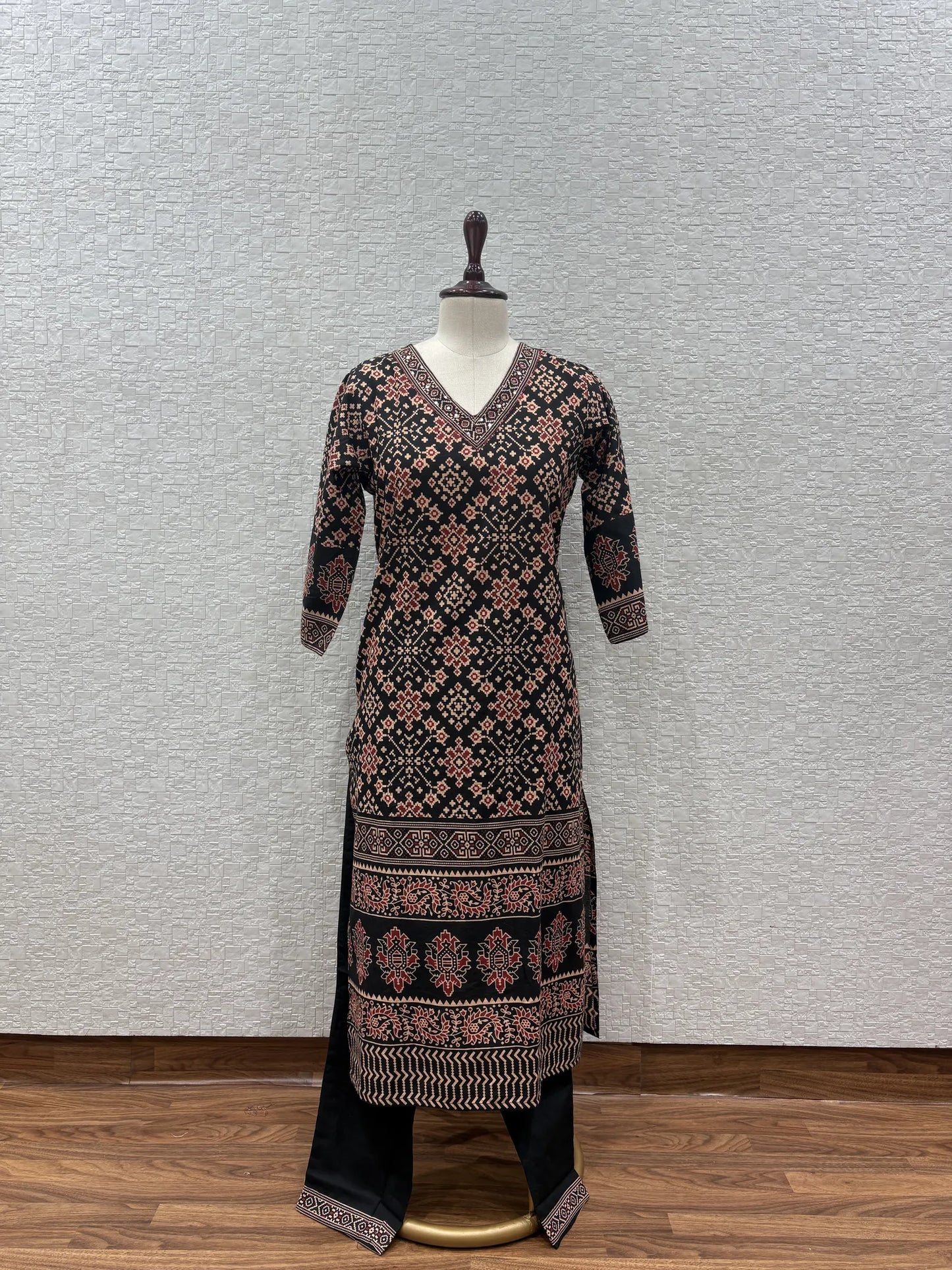 Ajrakh Black Dupatta Set 10549-1-4