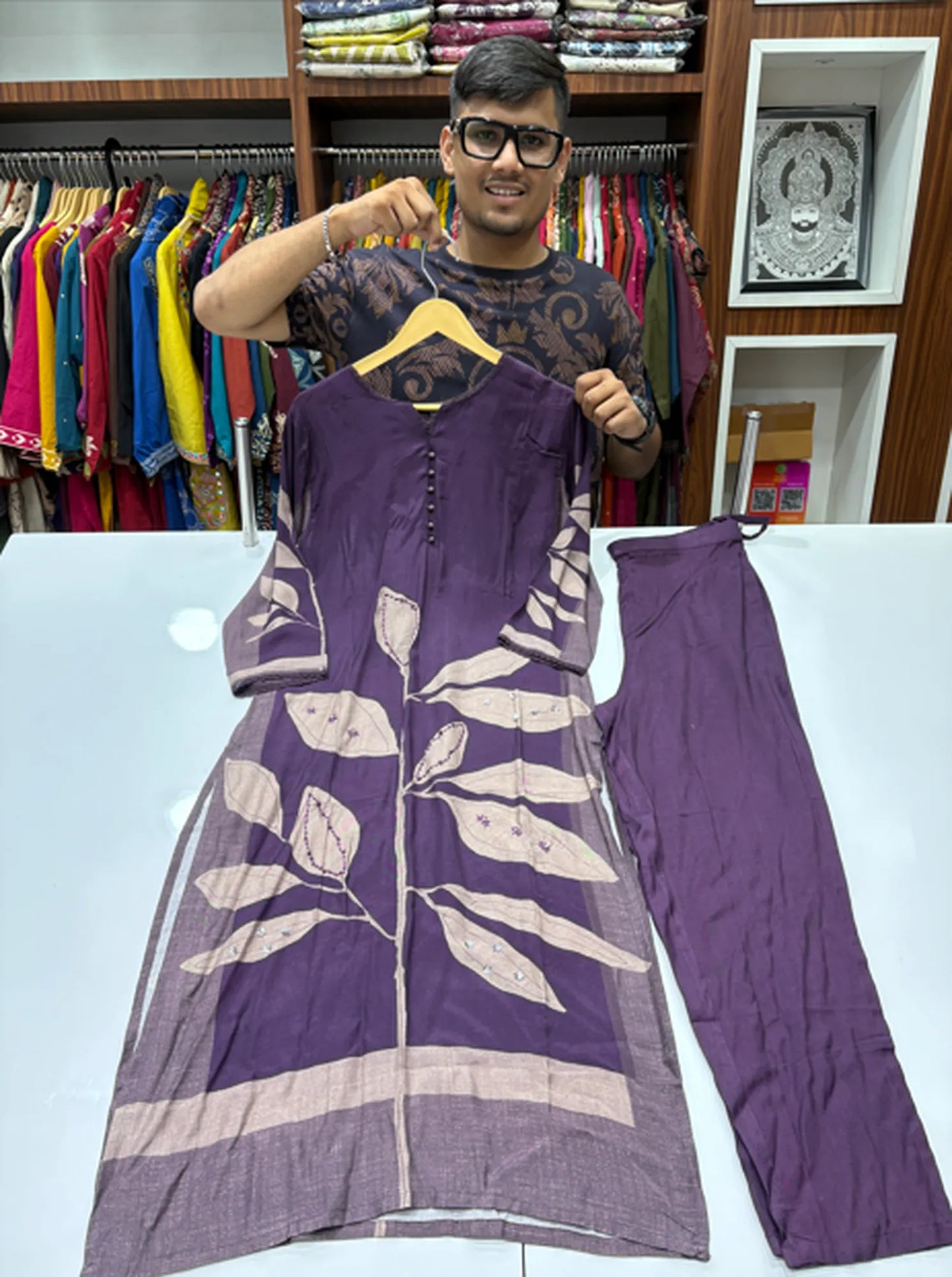 Leaf Printed Kurti Pant Set 5341-11-14