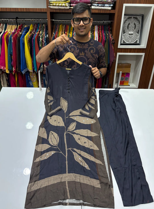 Leaf Printed Kurti Pant Set 5341-11-14
